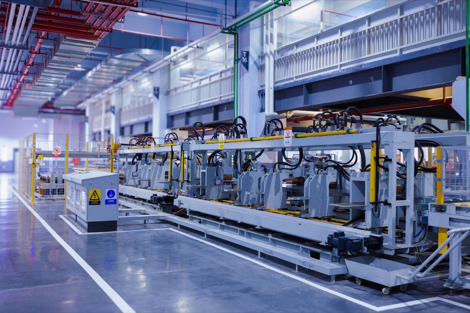 Modern production line inside a manufacturing plant